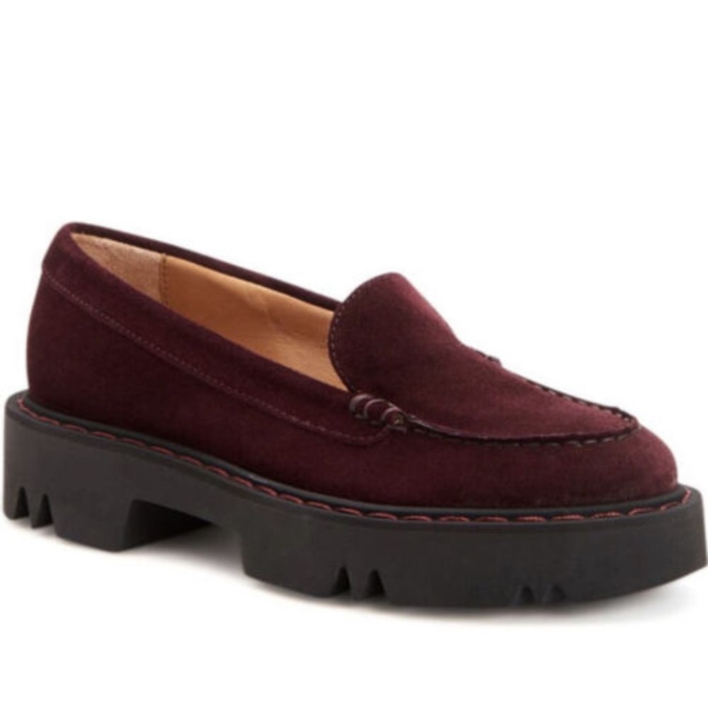 Aquatalia Hayley burgundy red suede waterproof platform loafers 9.5 New